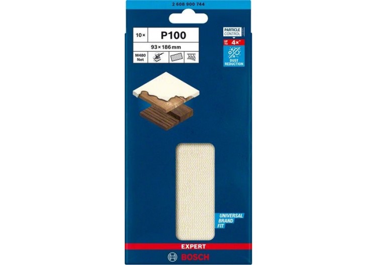 Abrasif réticulé Expert M480 pour ponceuses excentriques 93 x 186 mm, G 100 - 2608900744 - Bosch