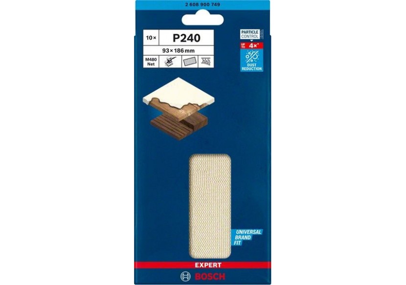 Abrasif réticulé Expert M480 pour ponceuses excentriques 93 x 186 mm, G 240 - 2608900749 - Bosch Abrasif réticulé Expert M480 pour ponceuses excentriques 93 x 186 mm, G 240 - 2608900749 - Bosch