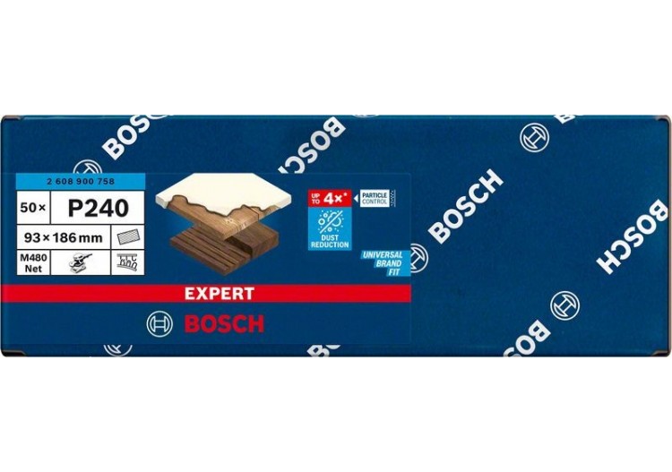 Abrasif réticulé Expert M480 pour ponceuses excentriques 93 x 186 mm, G 240 - 2608900758 - Bosch