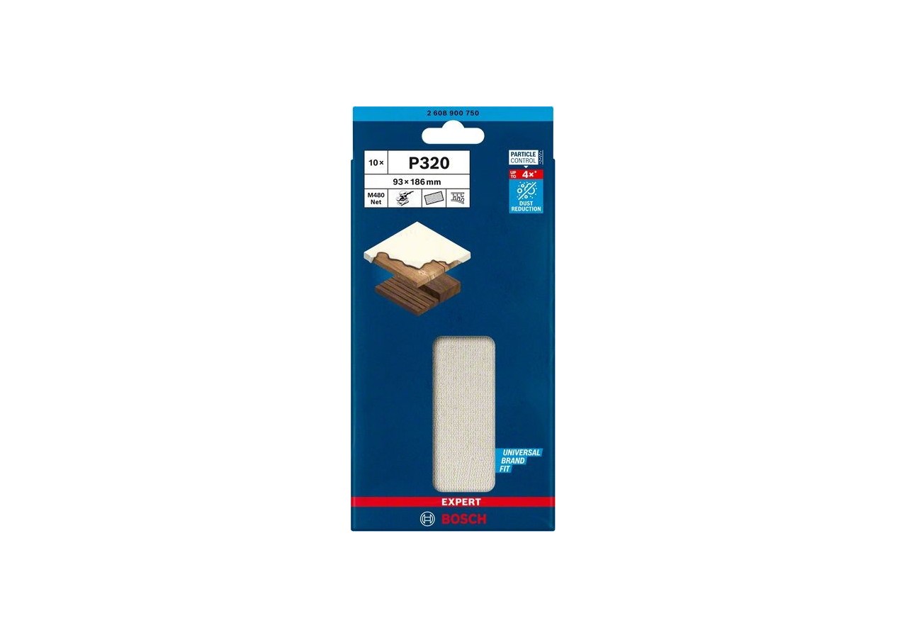 Abrasif réticulé Expert M480 pour ponceuses excentriques 93 x 186 mm, G 320 - 2608900750 - Bosch