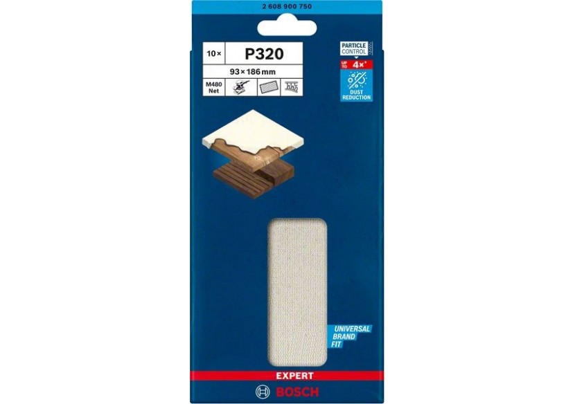 Abrasif réticulé Expert M480 pour ponceuses excentriques 93 x 186 mm, G 320 - 2608900750 - Bosch Abrasif réticulé Expert M480 pour ponceuses excentriques 93 x 186 mm, G 320 - 2608900750 - Bosch