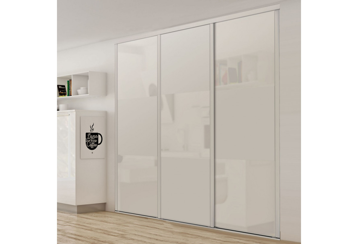 Façade de placard coulissante 3 portes Pacifique blanc - Kazed : Confort'Mat