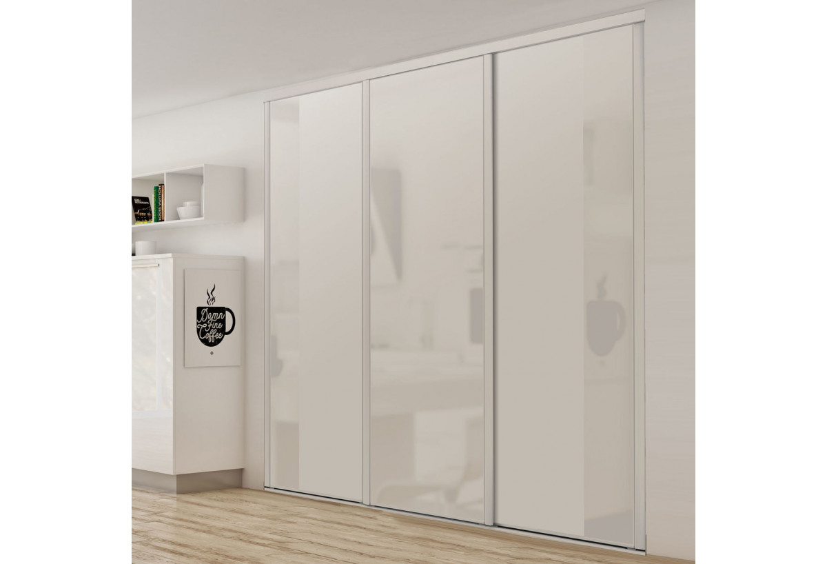 Façade de placard coulissante 3 portes Pacifique blanc - Kazed : Confort'Mat