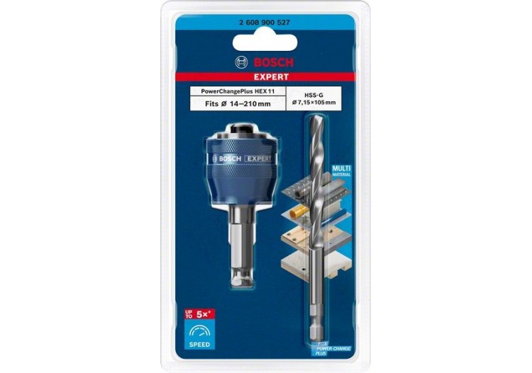 Adaptateur Power Change Plus 6 pans 8,7mm + Foret de centrage HSS-G 105mm - 2608900527 - Bosch