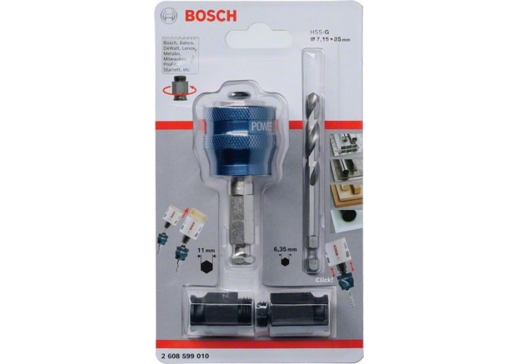 Adaptateur Power Change 6 pans + 1 foret HSS-G + 2 douilles adaptation - 2608599010 - Bosch