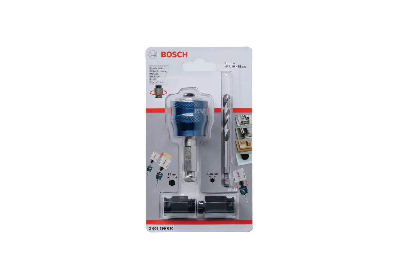 Adaptateur Power Change 6 pans + 1 foret HSS-G + 2 douilles adaptation - 2608599010 - Bosch