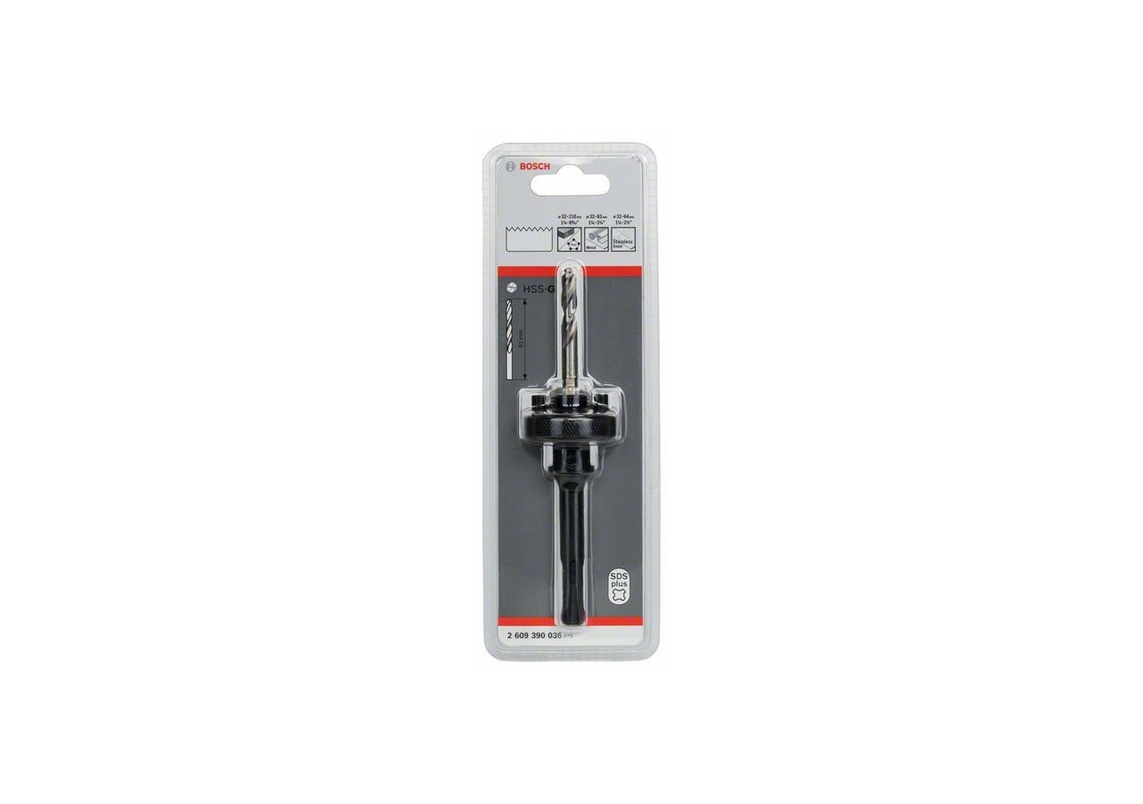 Adaptateur Vissée SDS Plus pour trépans Ø32-210mm + foret de centrage HSS-G - 2609390036 - Bosch