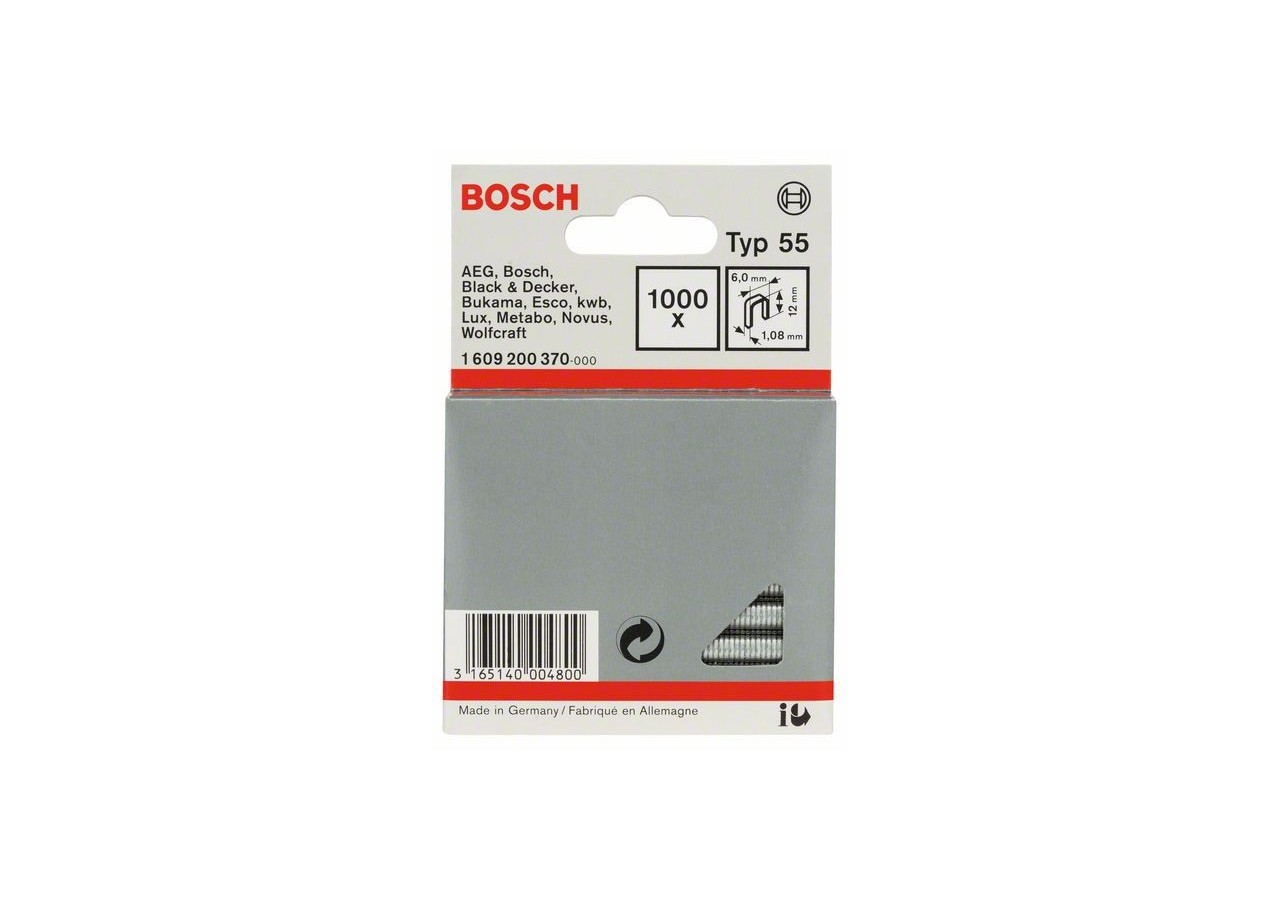Agrafe à dos étroit de type 55 6 x 1,08 x 12 mm - 1609200370 - Bosch