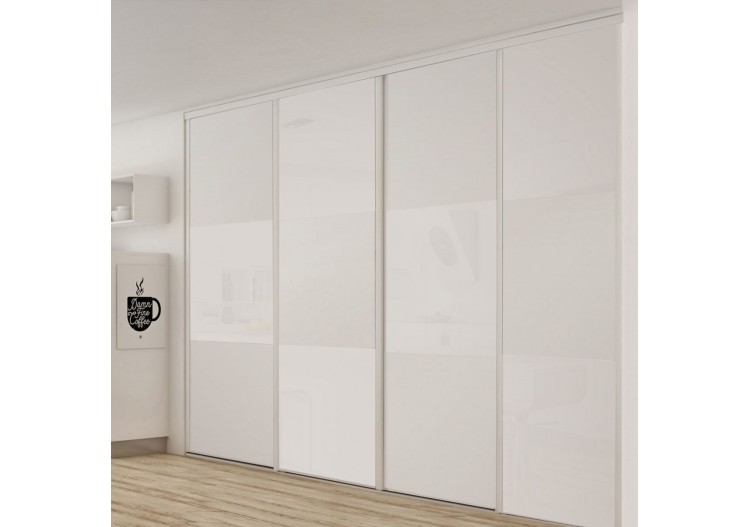 Façade de placard coulissante 4 portes Pacifique blanc - Kazed : Confort'Mat 2
