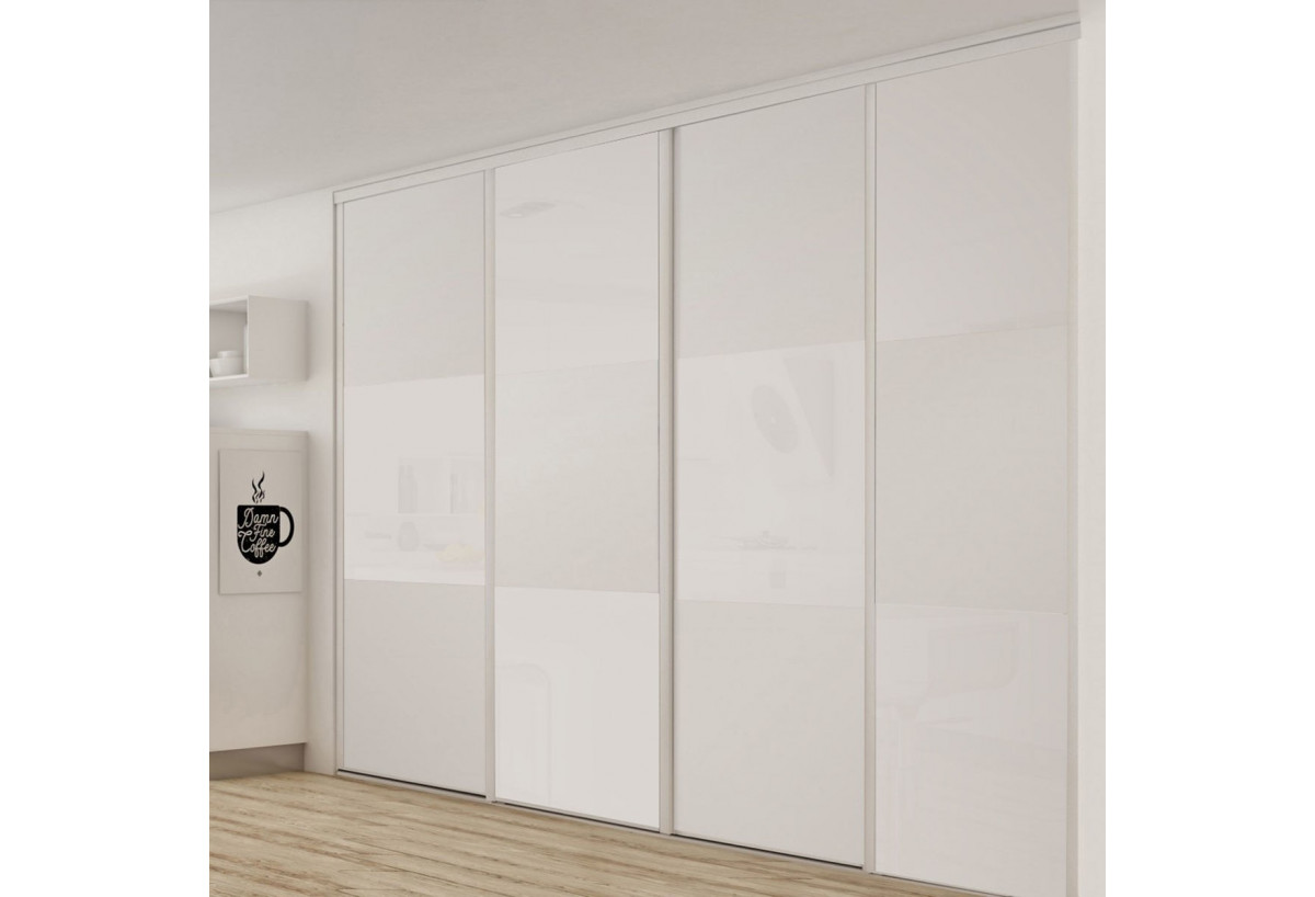 Façade de placard coulissante 4 portes Pacifique blanc - Kazed : Confort'Mat