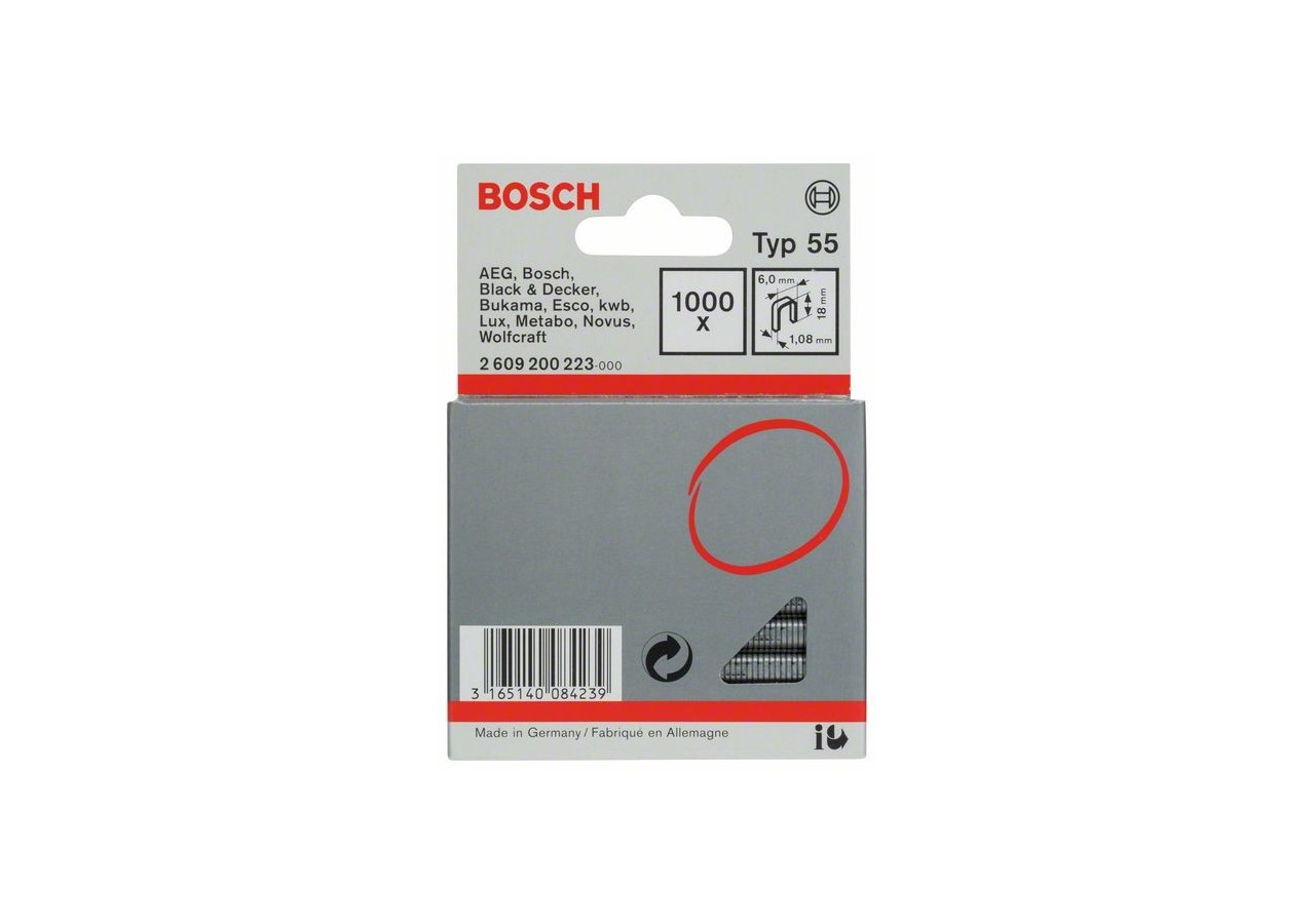 Agrafe à dos étroit de type 55 6 x 1,08 x 18 mm - 2609200223 - Bosch