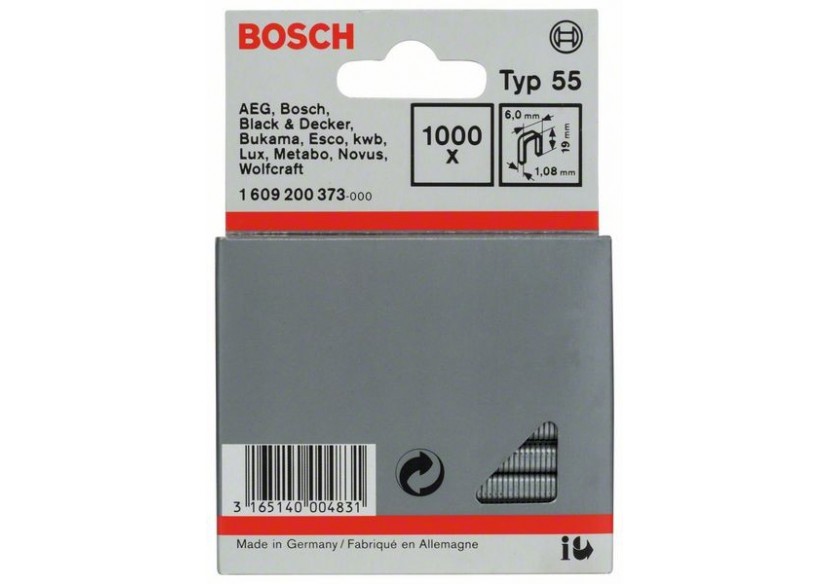 Agrafe à dos étroit de type 55 6 x 1,08 x 19 mm - 1609200373 - Bosch