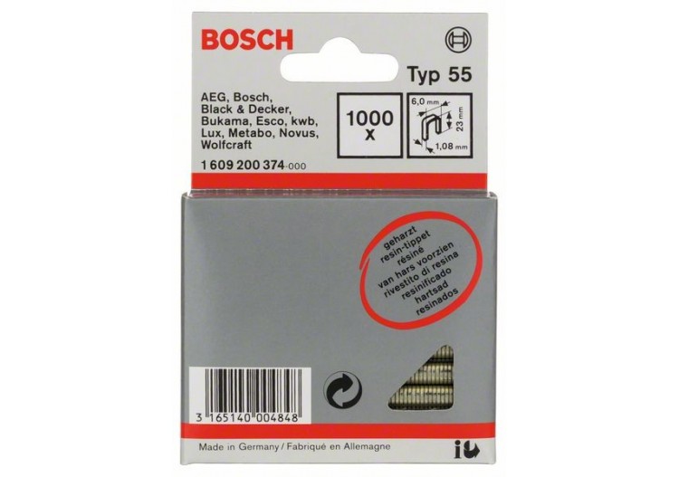 Agrafe à dos étroit type 55 résinée 6 x 1,08 x 23 mm - 1609200374 - Bosch