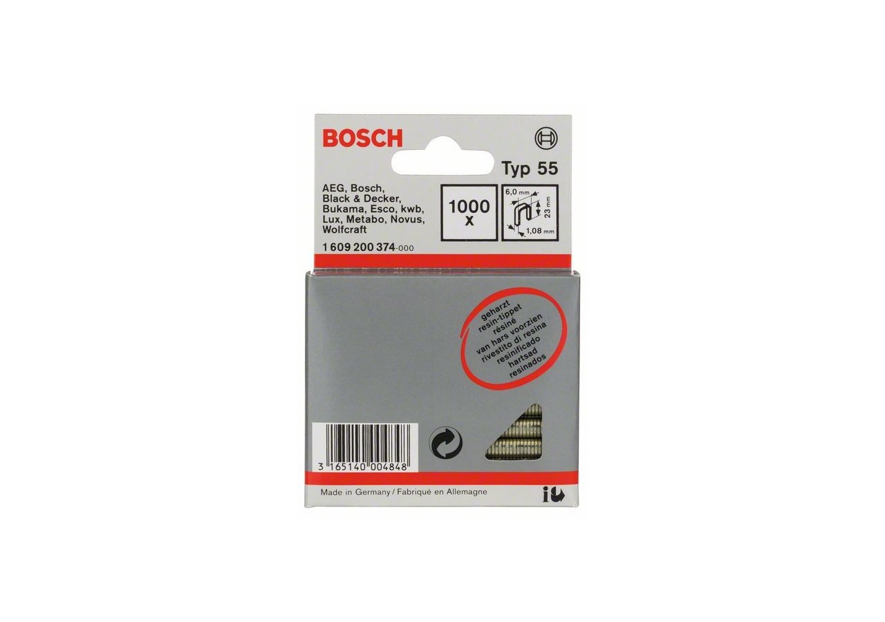 Agrafe à dos étroit type 55 résinée 6 x 1,08 x 23 mm - 1609200374 - Bosch