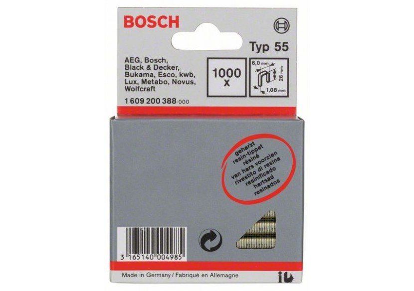 Agrafe à dos étroit type 55 résinée 6 x 1,08 x 26 mm - 1609200388 - Bosch