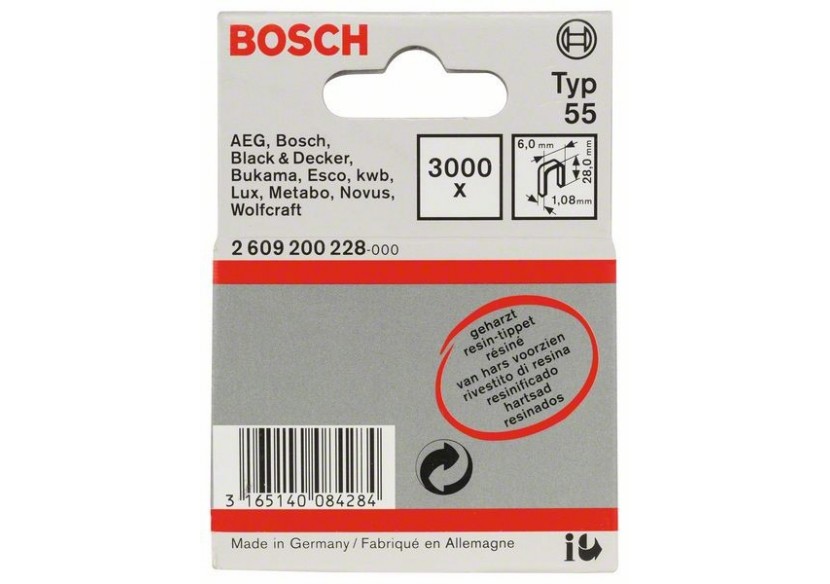 Agrafe à dos étroit type 55 résinée 6 x 1,08 x 28 mm - 2609200228 - Bosch