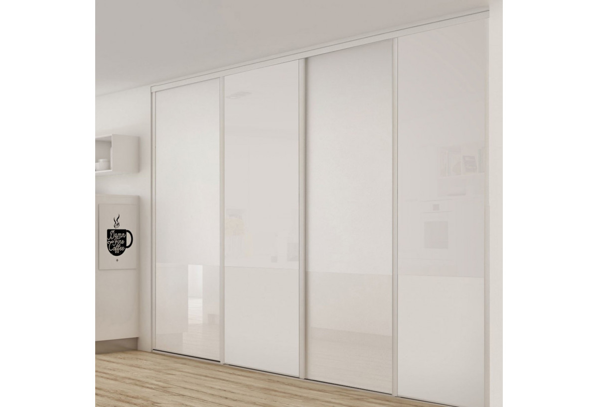 Façade de placard coulissante 4 portes Pacifique blanc - Kazed : Confort'Mat