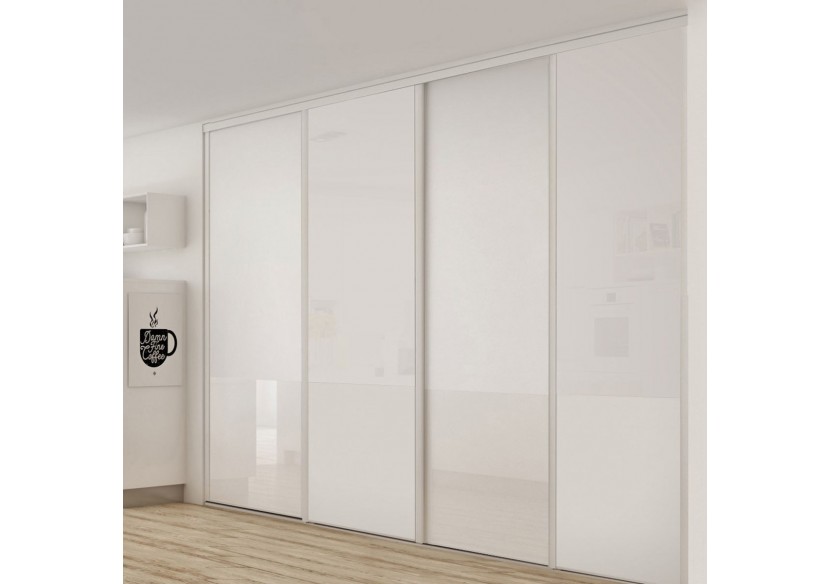 Façade de placard coulissante 4 portes Pacifique blanc - Kazed : Confort'Mat