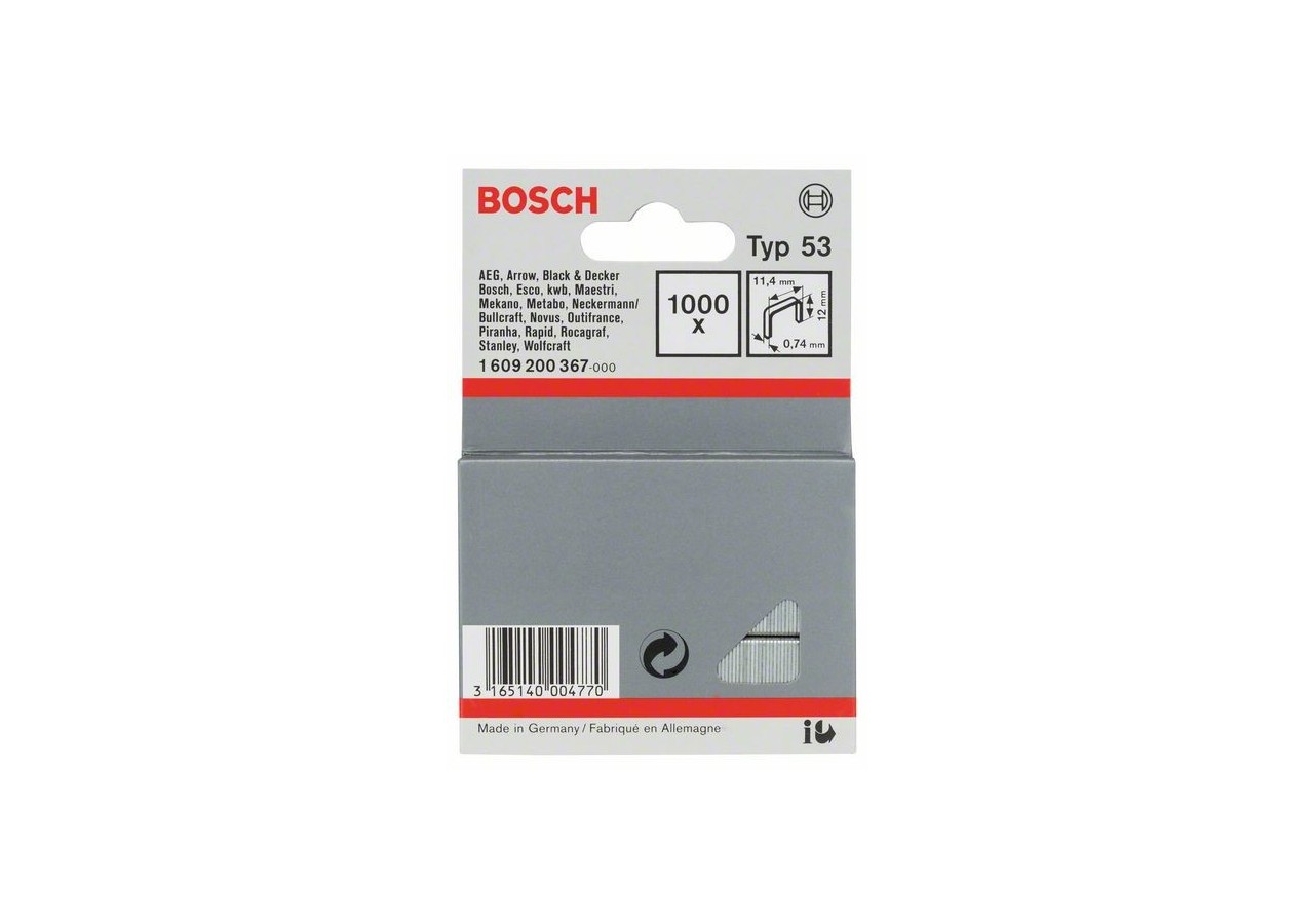 Agrafe à fil fin de type 53 11,4 x 0,74 x 12 mm - 1609200367 - Bosch