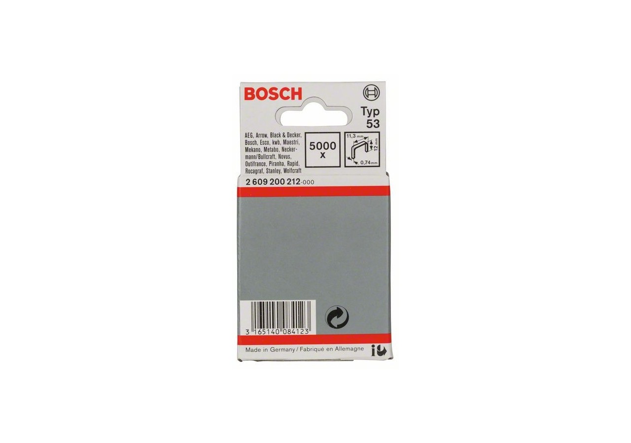 Agrafe à fil fin de type 53 11,4 x 0,74 x 12 mm - 2609200212 - Bosch