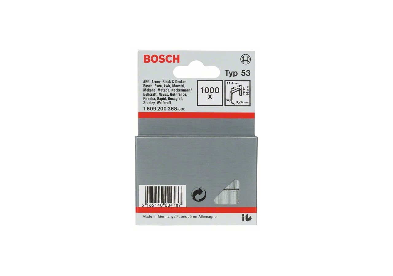Agrafe à fil fin de type 53 11,4 x 0,74 x 14 mm - 1609200368 - Bosch