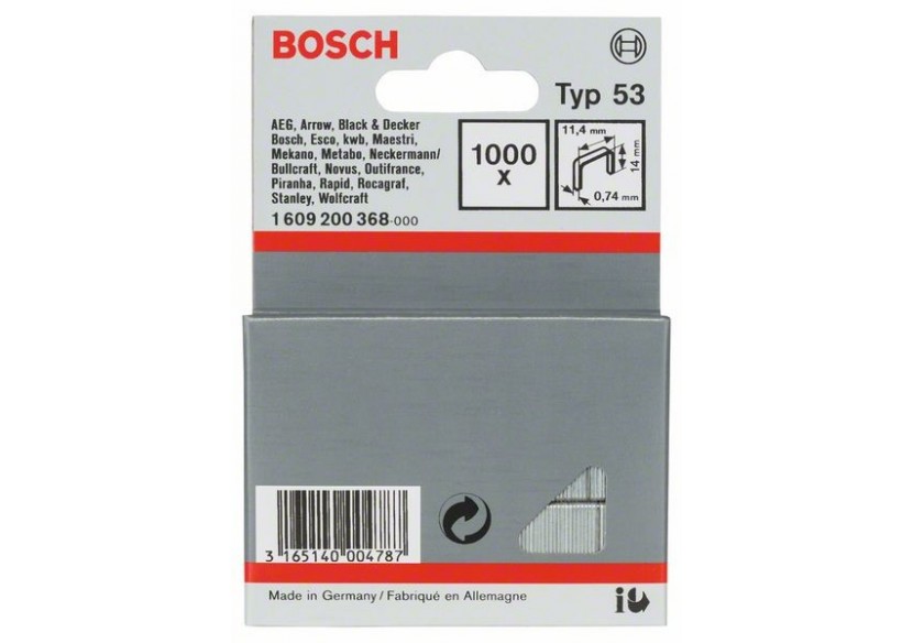 Agrafe à fil fin de type 53 11,4 x 0,74 x 14 mm - 1609200368 - Bosch