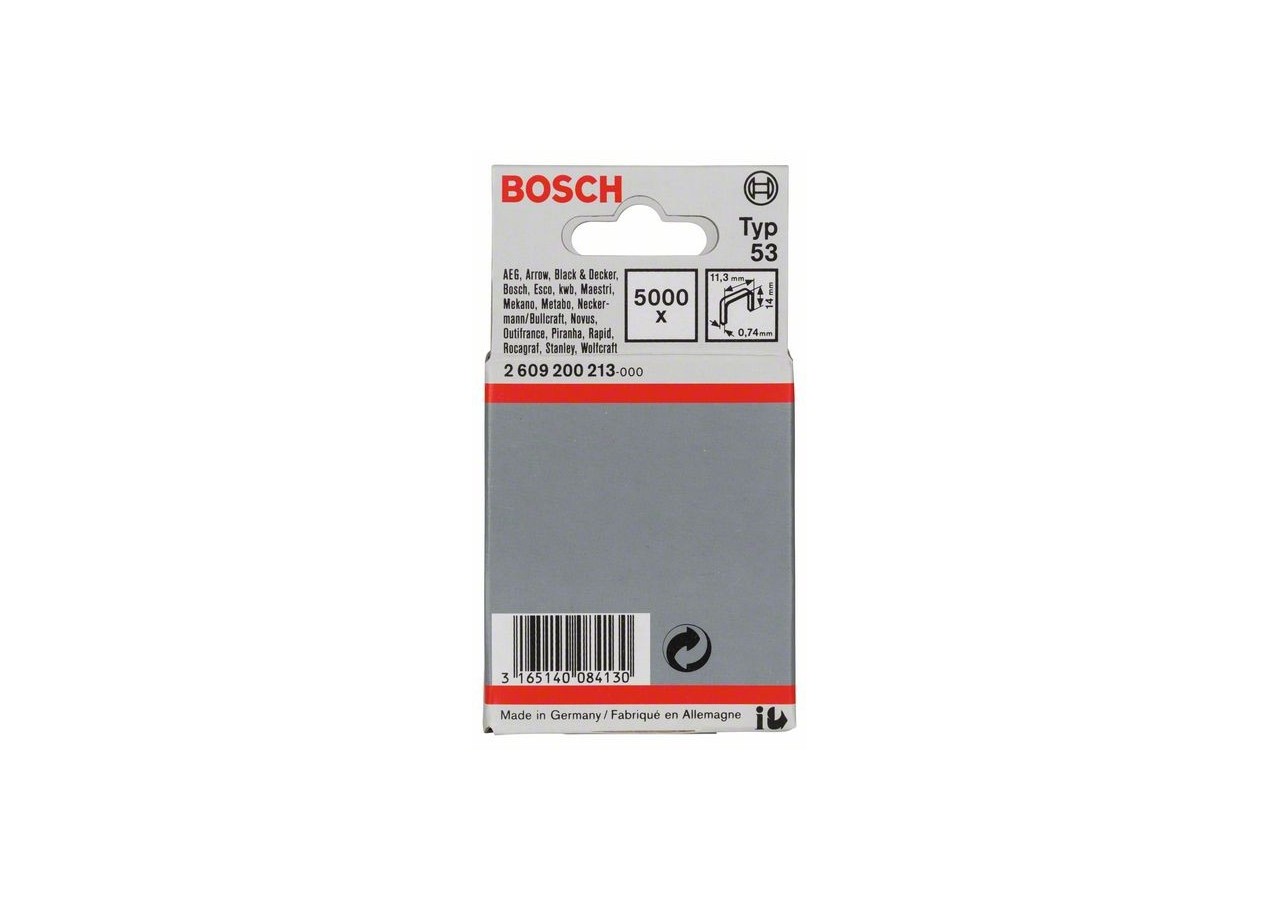 Agrafe à fil fin de type 53 11,4 x 0,74 x 14 mm - 2609200213 - Bosch