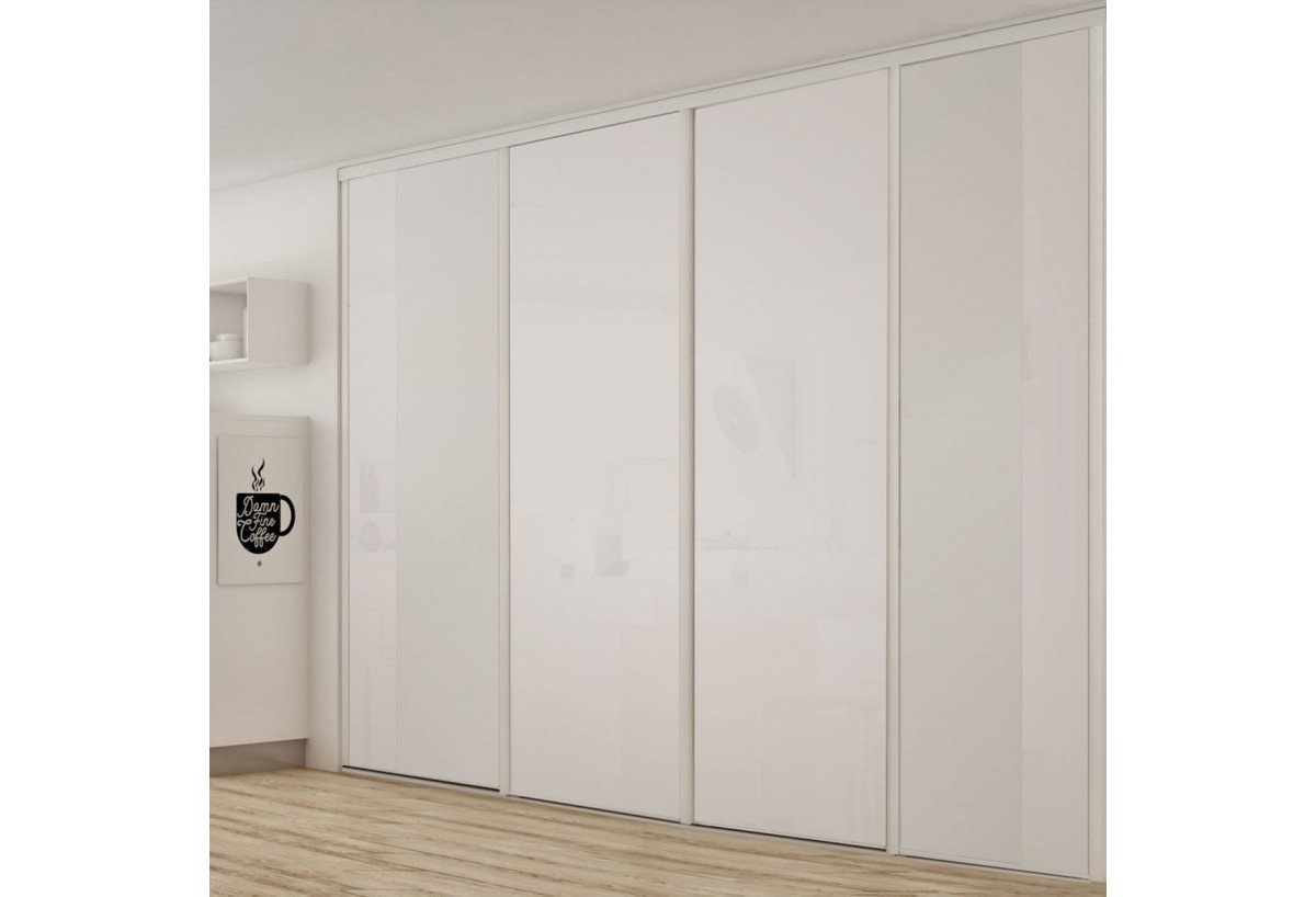 Façade de placard coulissante 4 portes Pacifique blanc - Kazed : Confort'Mat