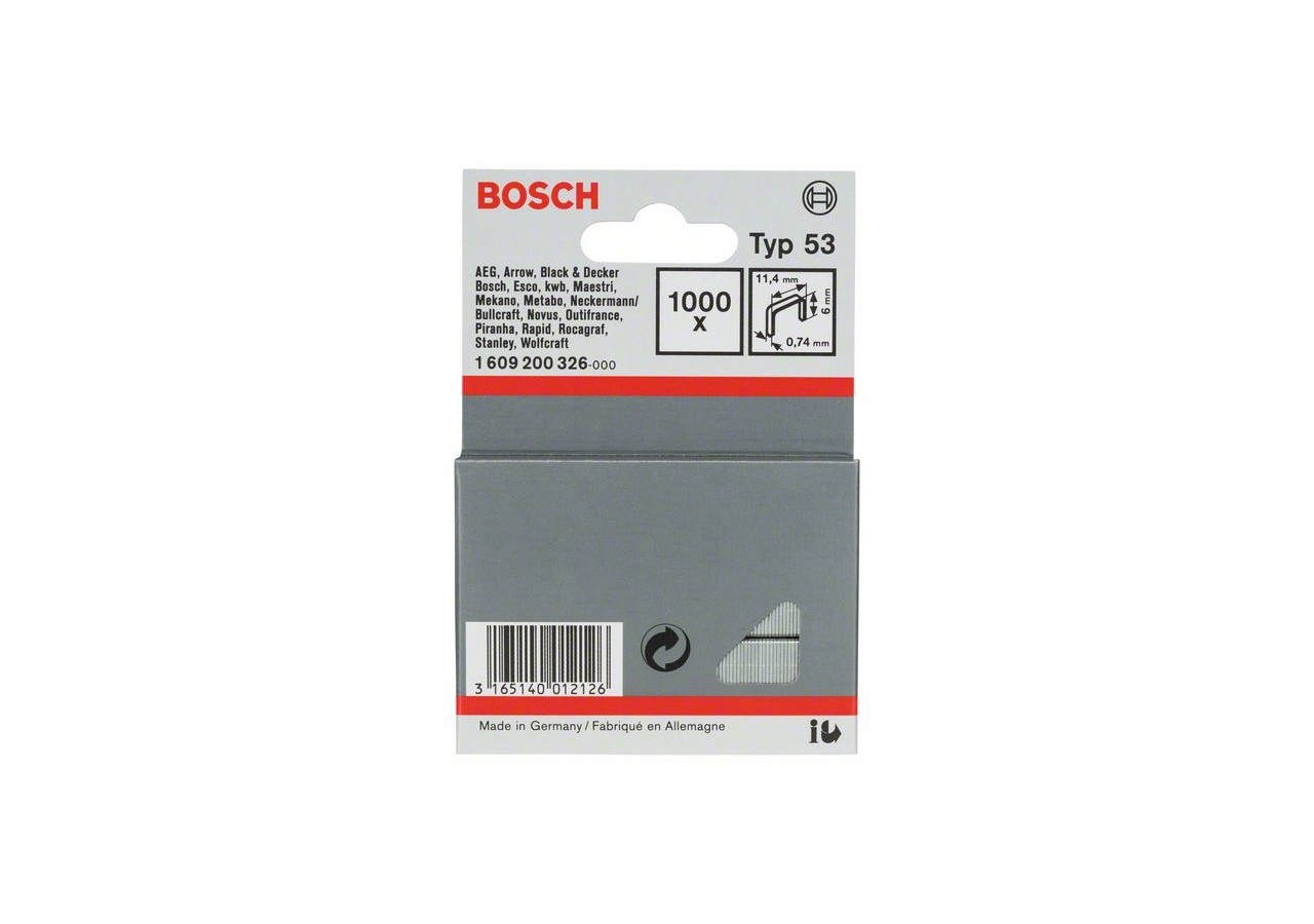 Agrafe à fil fin de type 53 11,4 x 0,74 x 6 mm - 1609200326 - Bosch