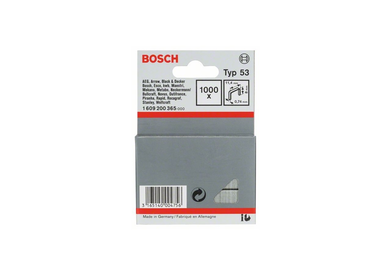 Agrafe à fil fin de type 53 11,4 x 0,74 x 8 mm - 1609200365 - Bosch
