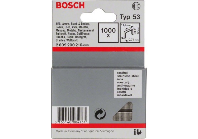 1000 Agrafes à fil fin de type 53 en acier inoxydable 10 mm - 2609200216 - Bosch 2