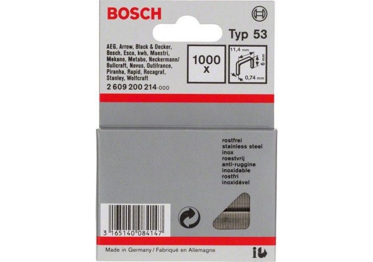 1000 Agrafes à fil fin de type 53 en acier inoxydable 6 mm - 2609200214 - Bosch 2