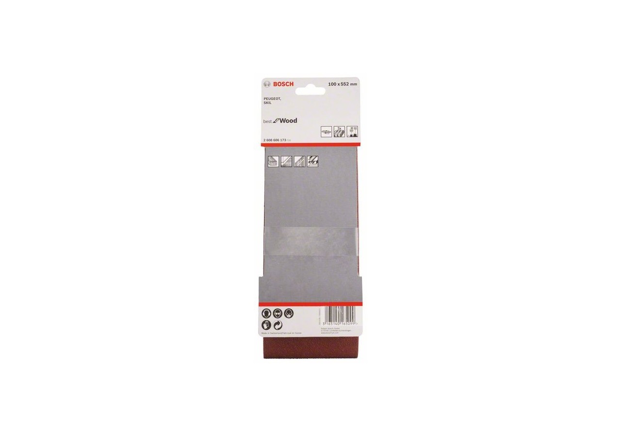 Bande abrasive X440, kit de 3 pièces 100 x 552 mm, 60 80 100 Pack de 3 - 2608606173 - Bosch