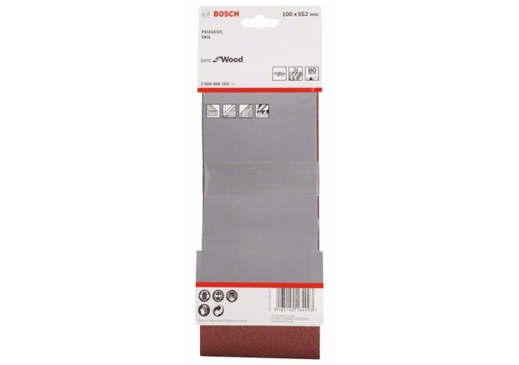 Bande abrasive X440, kit de 3 pièces 100 x 552 mm, 80 Pack de 3 - 2608606163 - Bosch