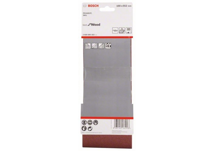 Bande abrasive X440, kit de 3 pièces 100 x 552 mm, 80 Pack de 3 - 2608606163 - Bosch