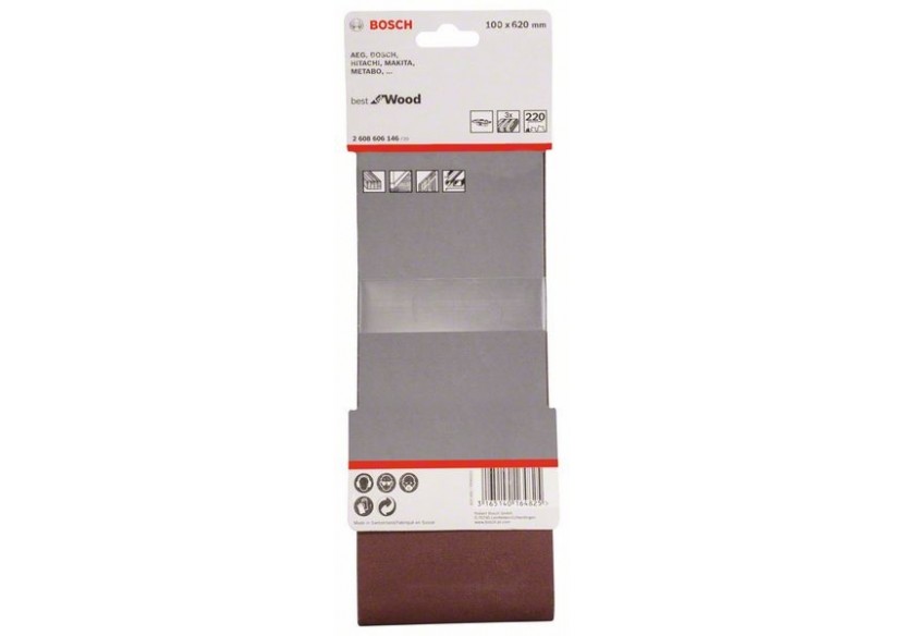 Bande abrasive X440, kit de 3 pièces 100 x 620 mm, 220 Pack de 3 - 2608606146 - Bosch Bande abrasive X440, kit de 3 pièces 100 x 620 mm, 220 Pack de 3 - 2608606146 - Bosch