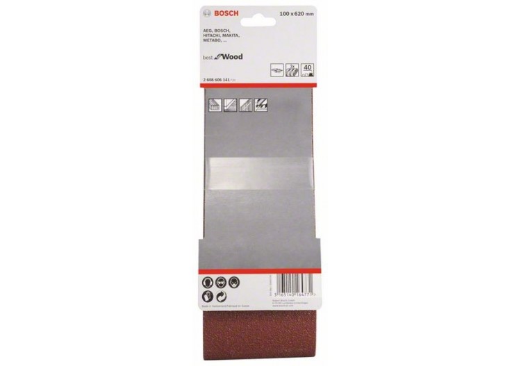 Bande abrasive X440, kit de 3 pièces 100 x 620 mm, 40 Pack de 3 - 2608606141 - Bosch