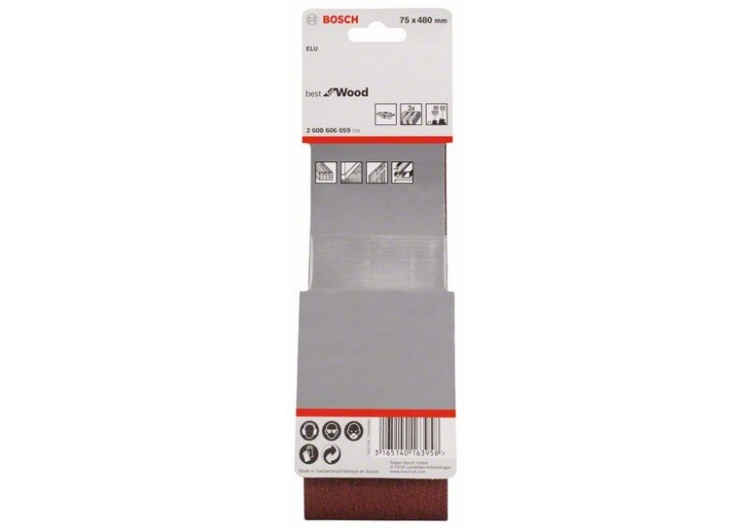 Bande abrasive X440, kit de 3 pièces 75 x 480 mm, 60 80 100 Pack de 3 - 2608606059 - Bosch Bande abrasive X440, kit de 3 pièces 75 x 480 mm, 60 80 100 Pack de 3 - 2608606059 - Bosch