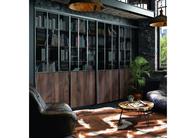 Façade de placard coulissante 4 portes Factory - Kazed : Confort'Mat