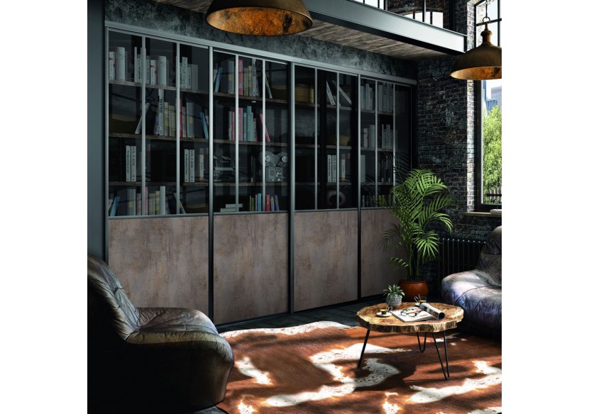 Façade de placard coulissante 4 portes Factory - Kazed : Confort'Mat