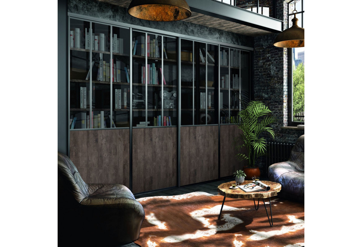 Façade de placard coulissante 4 portes Factory - Kazed : Confort'Mat