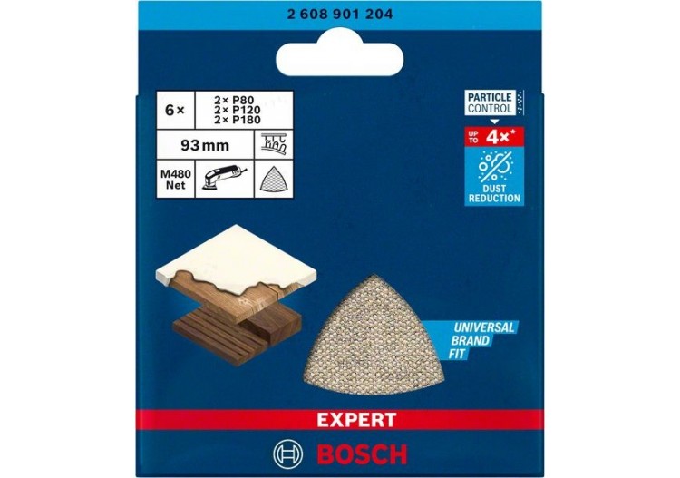 Boîte d'abrasifs réticulés Expert M480 93 x 93 mm 6 pces - 2608901204 - Bosch