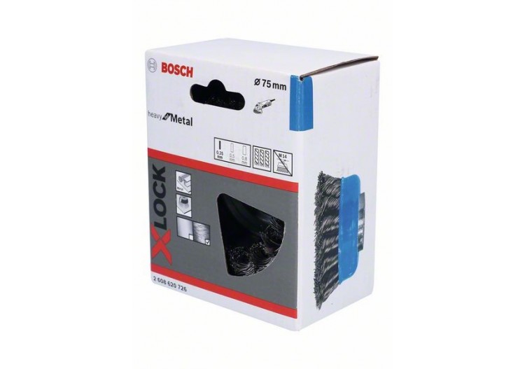 Brosse boisseau acier X-LOCK 75 fils torsadés 75 mm, 0,35 mm, X-LOCK - 2608620726 - Bosch