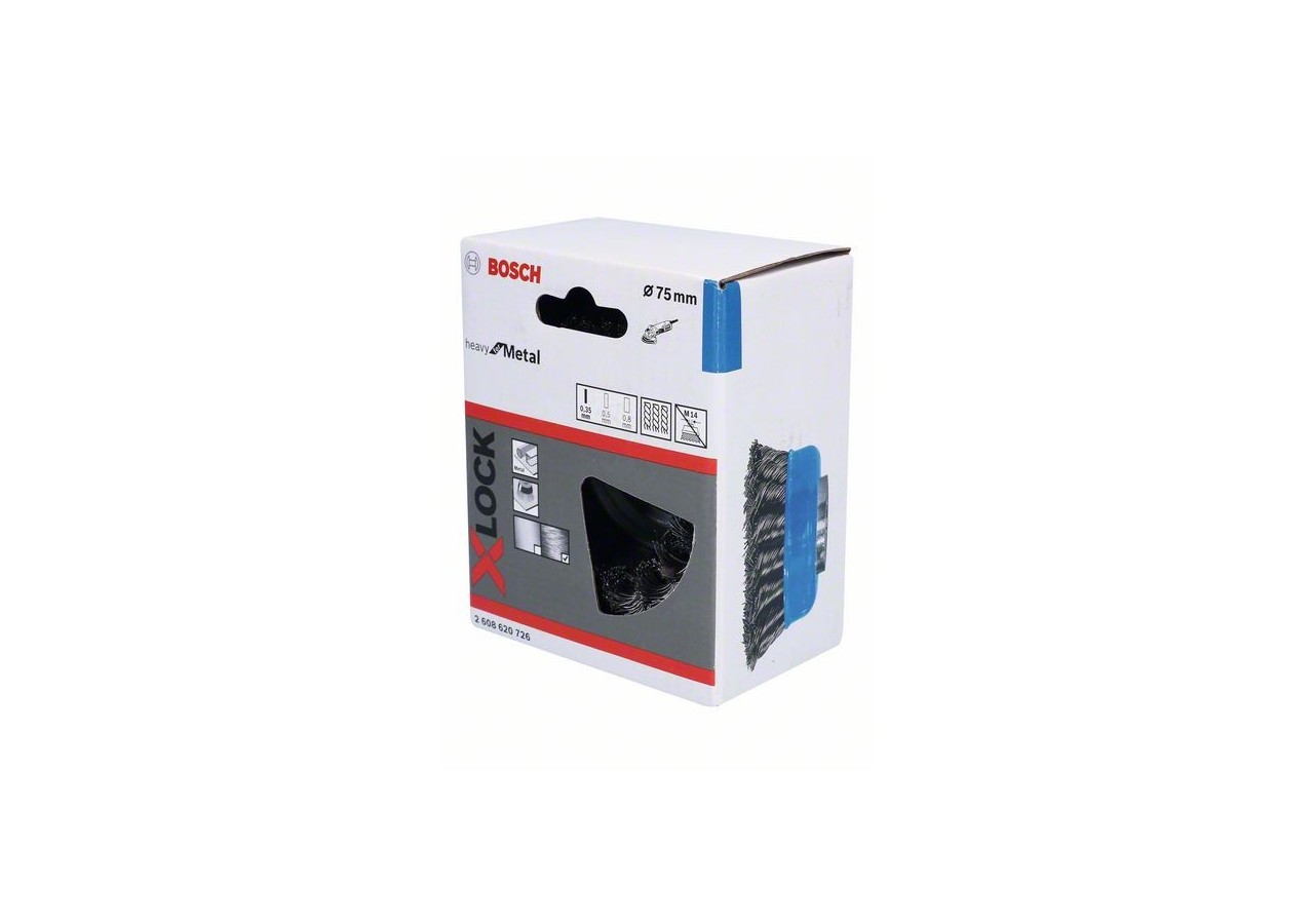 Brosse boisseau acier X-LOCK 75 fils torsadés 75 mm, 0,35 mm, X-LOCK - 2608620726 - Bosch