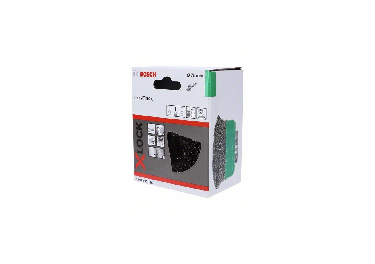 Brosse boisseau en acier inoxydable X-LOCK 75 fils ondulés 75 mm, 0,3 mm, X-LOCK - 2608620728 - Bosch
