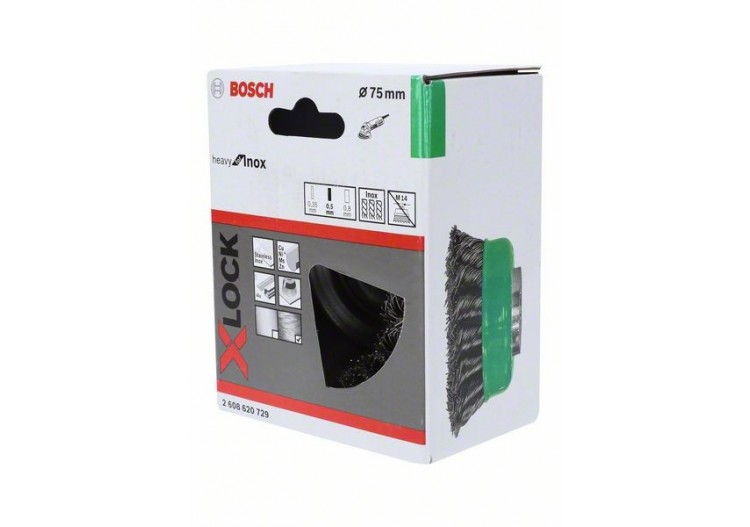 Brosse boisseau en acier inoxydable X-LOCK 75 fils torsadés 75 mm, 0,5 mm, X-LOCK - 2608620729 - Bosch