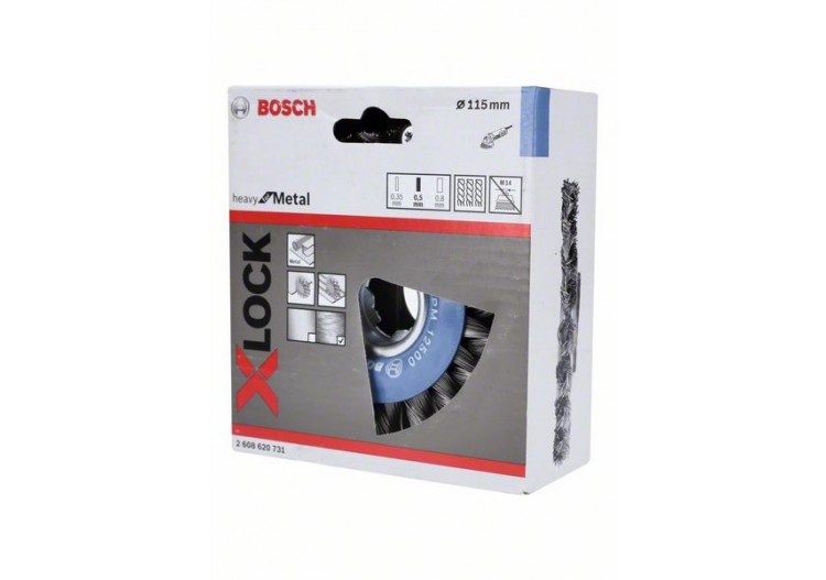 Brosse circulaire X-LOCK 115 mm à fils d'acier torsadés 115 mm, 0,5 mm, 12 mm, X-LOCK - 2608620731 - Bosch