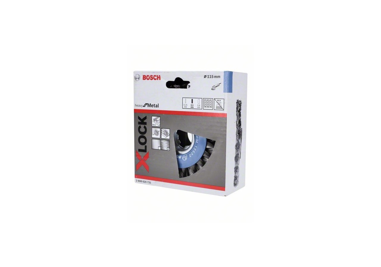 Brosse circulaire X-LOCK 115 mm à fils d'acier torsadés 115 mm, 0,5 mm, 12 mm, X-LOCK - 2608620731 - Bosch