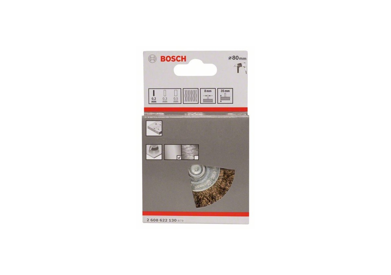 Brosse circulaire, à fils laitonnés 0,2mm diamètre 80 mm - 2608622130 - Bosch