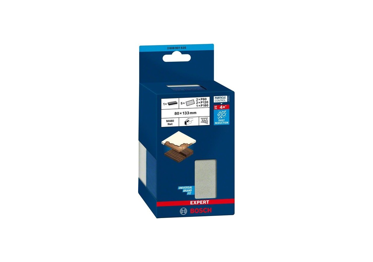 Cale de ponçage bi-matière + 5 feuiles abrasives M480 - 2608901635 - Bosch
